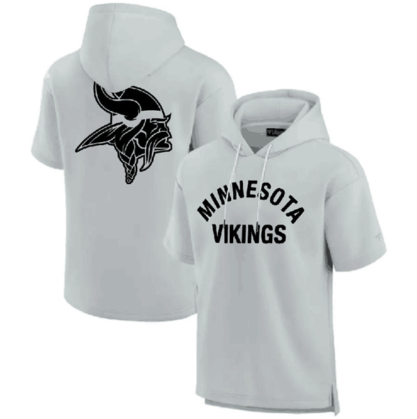 Men's Minnesota Vikings Gray Super Soft Fleece Short Sleeve Hoodie